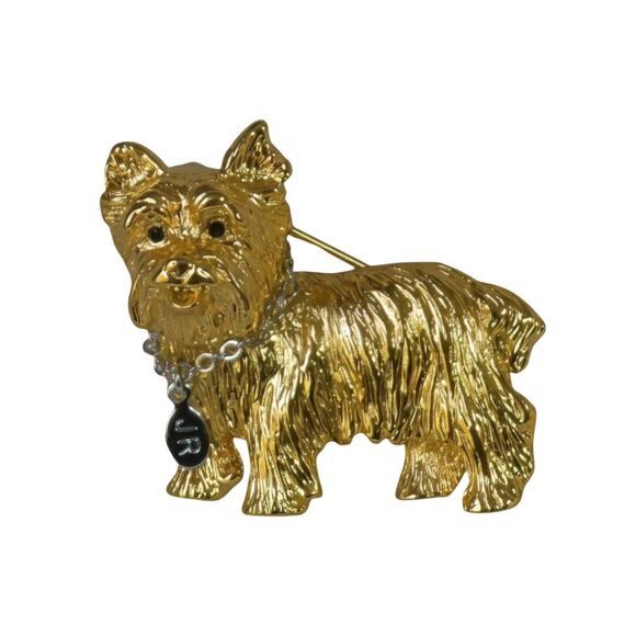 Joan Rivers Spike Terrier Dog Pin | Vintage Gold Tone Brooch with JR Tag - Picture 3 of 3